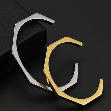 Stainless Steel Hexagon Cuff Bangle